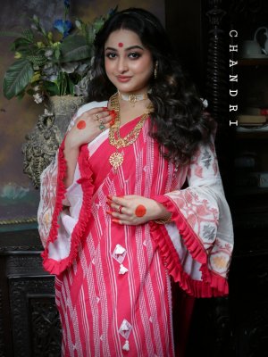 Handmade Pure Bengal Cotton Bhujodi style saree